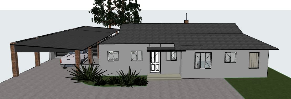 The 3D model of the whole property from the street.