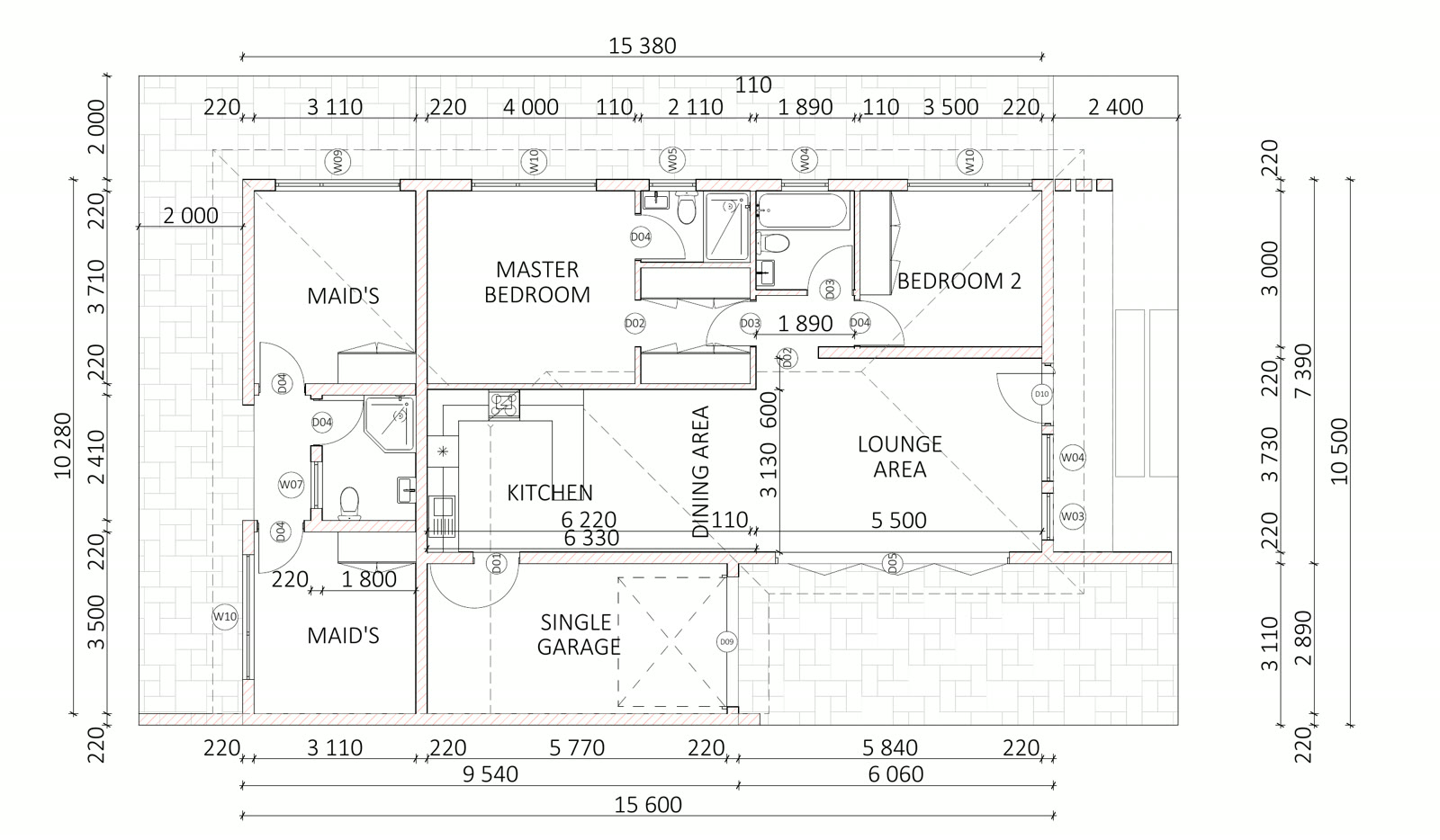 Measured floor plan of a single storey home with a single garage.