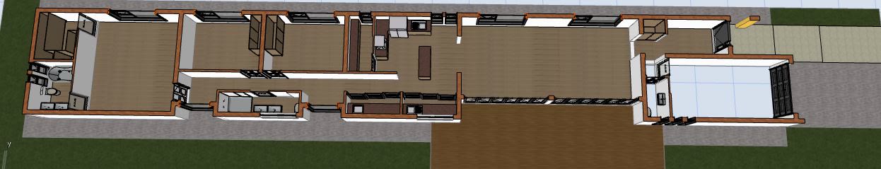The long home from above in 3D with the roof removed.
